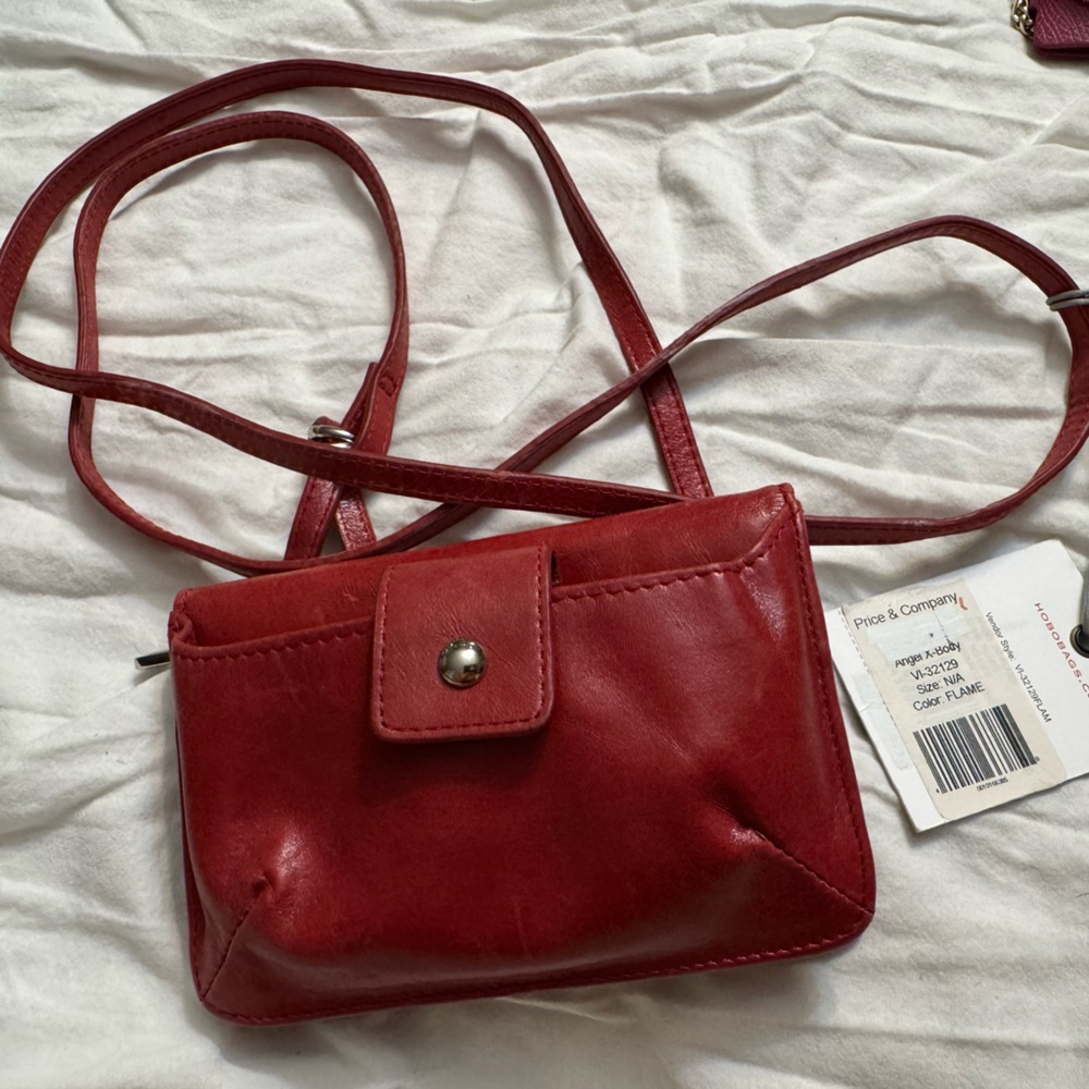 Hobo Flame Red Leather Crossbody Wallet Mini Bag